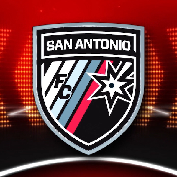 San Antonio FC logo on a red background