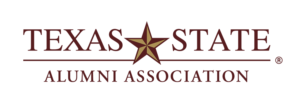 Maroon and gold Texas State Alumni Association logo
