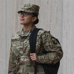 female student in military uniform